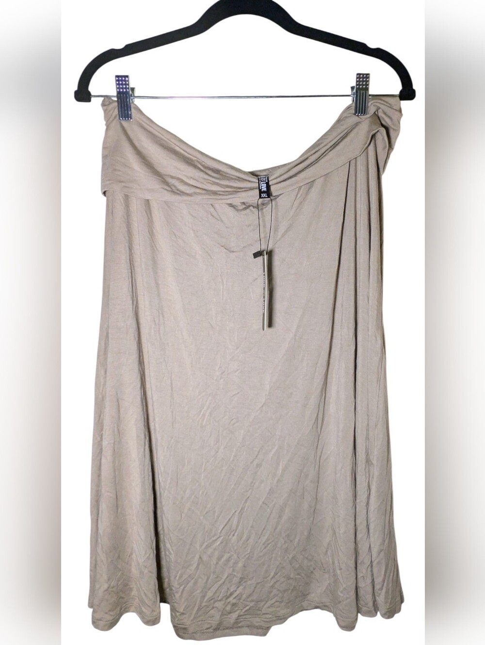 Lock & Love NWT Tan Fold Over Waist Midi Skirt XXL